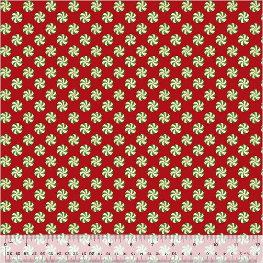 A Very Terri Christmas - Peppermints Print Red - by Terri Degenkolb Whimsicals for Windham Fabrics