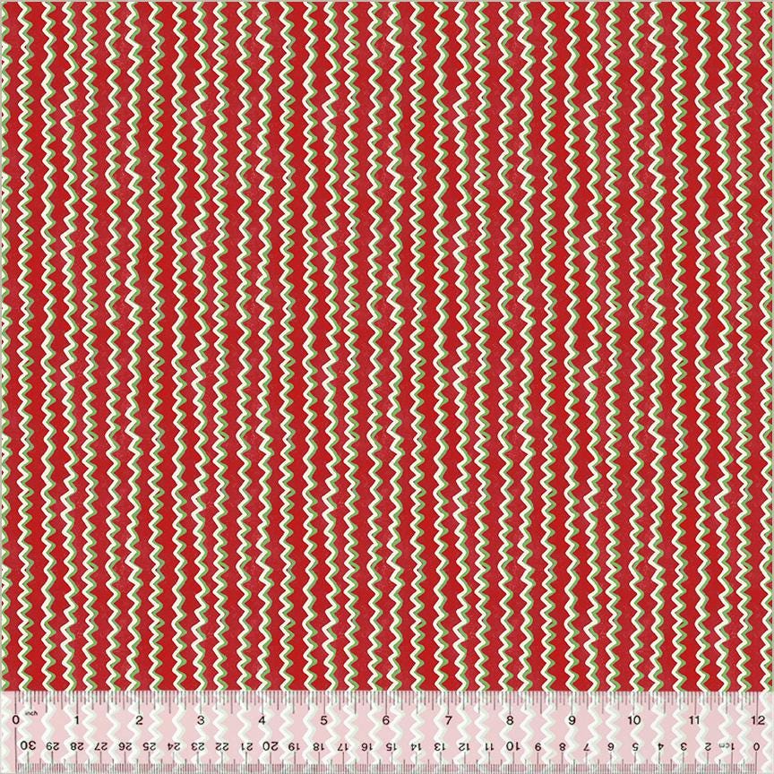 A Very Terri Christmas - Chevron Stripe Print Red - by Terri Degenkolb Whimsicals for Windham Fabrics