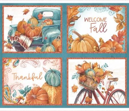 Pumpkin Please - 36 Inch Fabric Panel - by Courtney Morgenstern for 3 Wishes Fabric