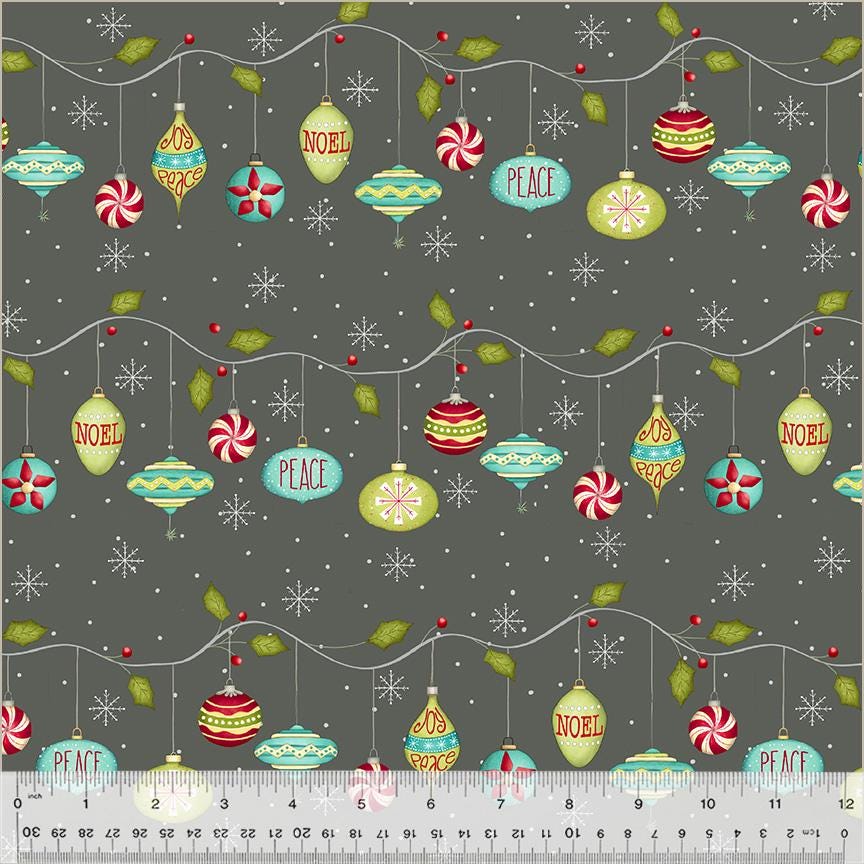 A Very Terri Christmas - Deck the Halls Print Coal - by Terri Degenkolb Whimsicals for Windham Fabrics