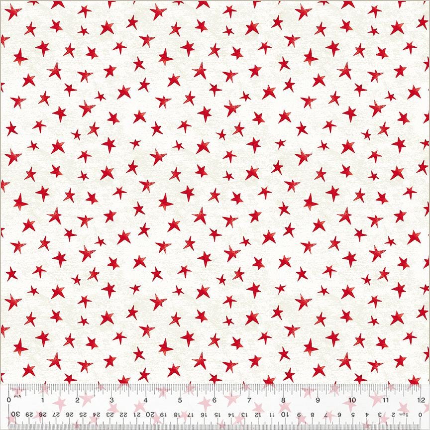 A Very Terri Christmas - Christmas Star Print Ivory - by Terri Degenkolb Whimsicals for Windham Fabrics