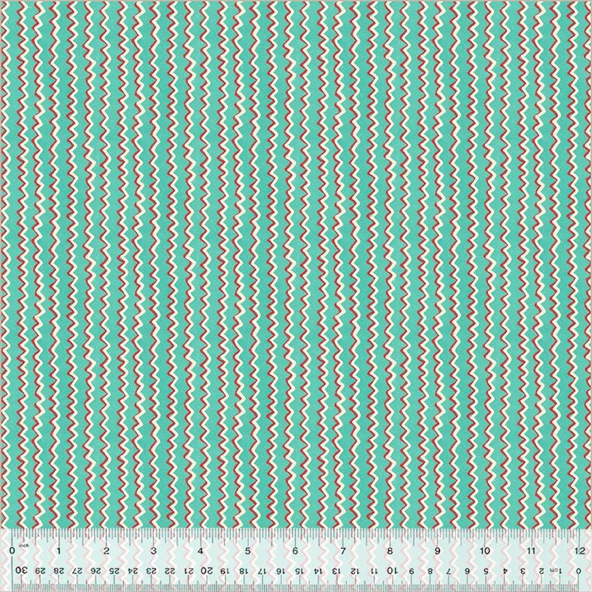 A Very Terri Christmas - Chevron Stripe Print Turquoise - by Terri Degenkolb Whimsicals for Windham Fabrics