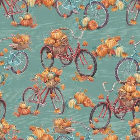 Pumpkin Please - Fall Bikes - by Courtney Morgenstern for 3 Wishes Fabric