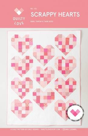 Scrappy Hearts Quilt Pattern by Quilty Love