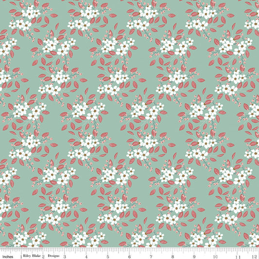 Whimsical Romance Mint Posies Print by Keera Job for Riley Blake Designs